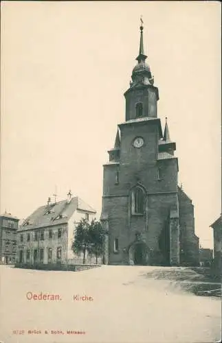 Ansichtskarte Oederan Platz vor der Kirche 1913
