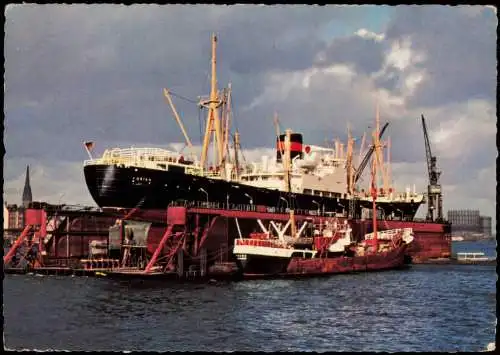 Ansichtskarte Hamburg Hafen Schiff im Dock 1975