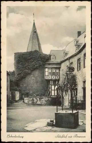 Ansichtskarte Hohenlimburg-Hagen (Westfalen) Schloßhof mit Brunnen 1951