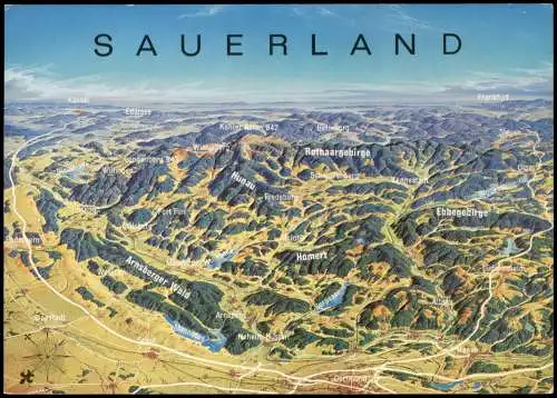 .Nordrhein-Westfalen Reliefkarte vom Sauerland (Mittelgebirgsregion) 1975