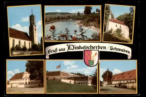 Dinkelscherben (Schwaben) Mehrbildkarte mit Ortsansichten u.a. Freibad 1977