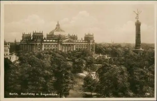 Ansichtskarte Mitte-Berlin Reichstag mit Siegessäule 1935