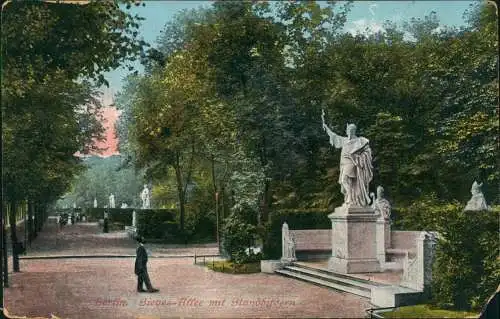 Ansichtskarte Tiergarten-Berlin Siegesallee mit Standbildern 1913