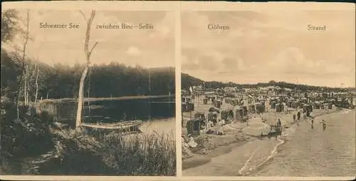 Göhren (Rügen) 2 Bild Strand zwischen Binz-Sellin Schwarzer See 1912