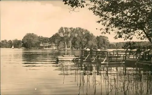 Kyritz Landungsbrücke Untersee Blick zur Gaststätte DDR AK 1961