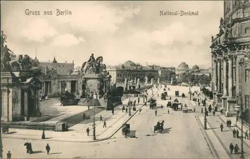 Ansichtskarte Mitte-Berlin Kaiser-Wilhelm-Nationaldenkmal, Straßenpartie 1913