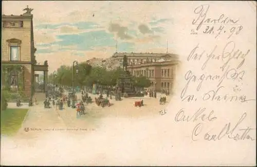 Ansichtskarte Mitte-Berlin Unter den Linden - Künstlerkarte 1898