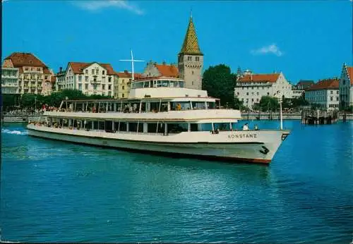 Lindau (Bodensee) Hafen mit Bodensee Schiff MOTORSCHIFF KONSTANZ 1980