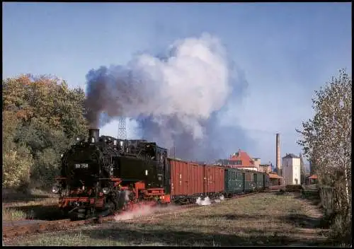 Zittau Zittauer Schmalspurbahnen 99 758 zieht einen GmP aus dem Bahnhof 1997