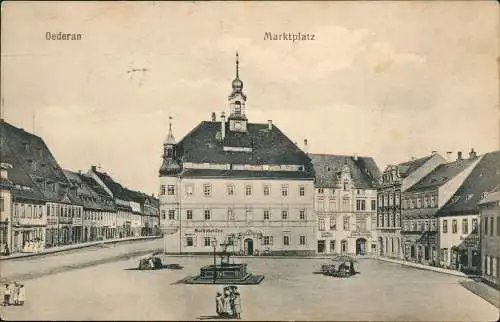 Ansichtskarte Oederan Marktplatz 1916  gel. Feldpost