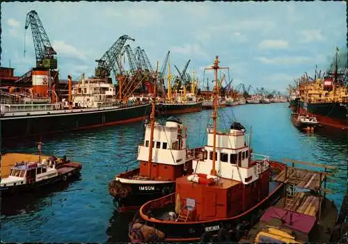 Ansichtskarte Bremen Hafen, Kräne Schiffe 1979