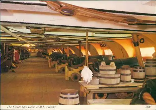 Ansichtskarte  The Lower Gun Deck, H.M.S. Victory (Segelschiff) 1980