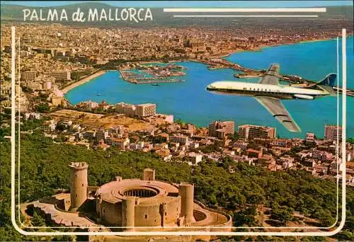 Postales Playa de Palma Panorama-Ansicht Stadt-Ansicht mit Flugzeug 1970