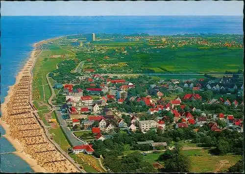 Ansichtskarte Duhnen-Cuxhaven Luftbild Strand und Ort Luftaufnahme 1975